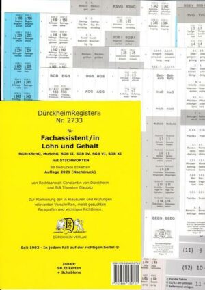 DürckheimRegister® - Fachassistent LOHN U GEHALT 2022 (ArbR-SGB) Nr. 2733