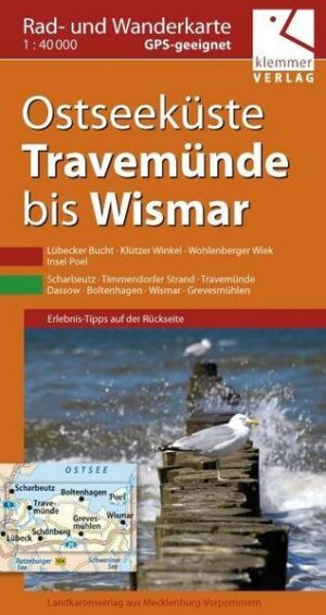 Ostseeküste Travemünde bis Wismar Rad- und Wanderkarte  1 : 40 000