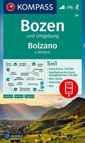 KOMPASS Wanderkarte 54 Bozen und Umgebung