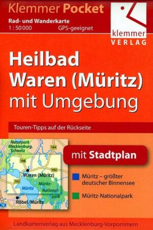 Klemmer Pocket Rad- und Wanderkarte Heilbad Waren (Müritz) mit Umgebung 1 : 50 000