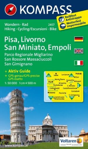 KOMPASS Wanderkarte Pisa - Livorno - San Miniato - Empoli - Parco Regionale Migliarino San Rossore Massaciuccoli - San Gimignano