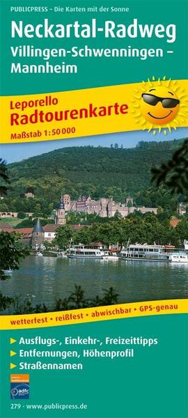 Neckartal-Radweg Villingen-Schwenningen - Mannheim. Radwanderkarte 1 : 50 000