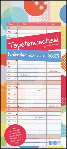 Tapetenwechsel 2023 - Kalender für zwei - Notizkalender - Partner-Planer - Format 22 x 49