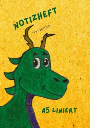 Dünnes Notizheft für Kinder - A5 liniert - Softcover Drache -