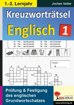 Kreuzworträtsel Englisch / 1.-2. Lernjahr